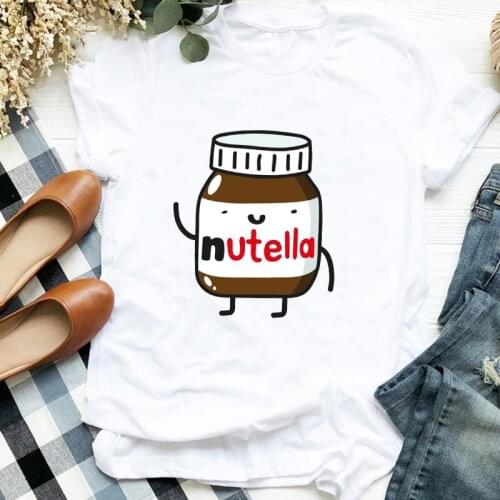 Fashion Trend New T-shirt Nutella Printed tshirt Women 90s Harajuku Ullzang Cute Cartoon Hipster Ladies T Shirt