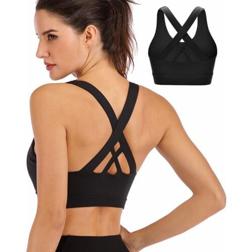 Padded Push Up Cross Shoulder Strap Removable Chest Pad Hollow-out Shockproof Quick-drying Gym Workout Yoga Women New Sports Bra
