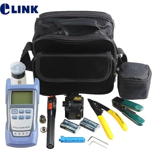 12pcs Set FTTH tool Kits SKL-8A fiber cleaver 10mW VFL CFS-2 fiber stripper drop cable stripper Free Shipping ELINK