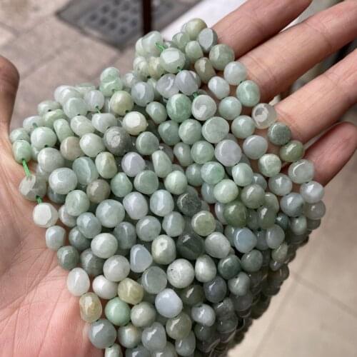 Natural Myanmar Burma Green Emeralds Jadeite Loose Round Irregular Chip Nugget Beads Strand Jades Stone Beads For Jewelry Making