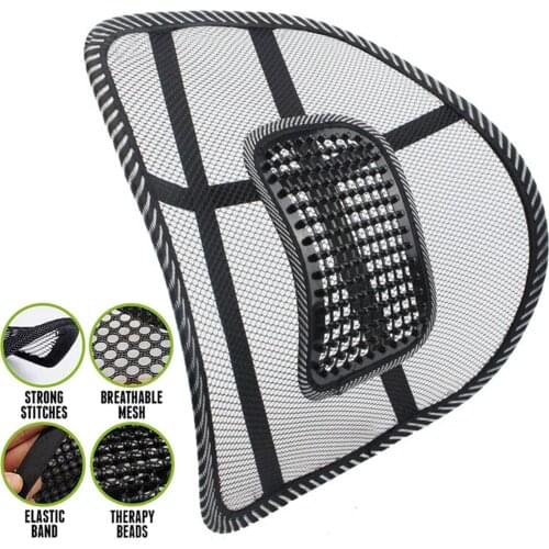 Breathable Mesh Car Chair Seat Back Support Massage Cushion Lumbar Brace Pad