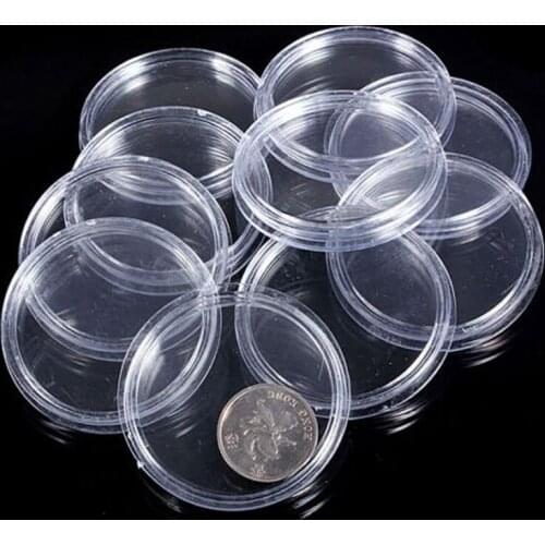 100PCS Clear Round Plastic Coin Capsule Container Storage Box Holder Case 30mm