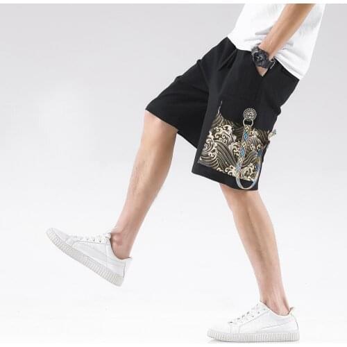 High Quality Mens Shorts Ribbons Chinese Style Vintage Mens Bermuda Shorts 2020 Summer Casual Shorts Male Large Size 5