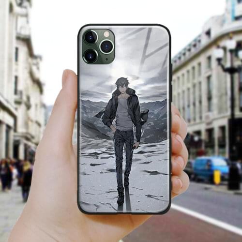 Solo leveling Sung Jin Woo fanart Silicone Glass Phone Case Cover Shell For iPhone SE 6 6s 7 8 Plus X XR XS 11 12 Mini Pro Max
