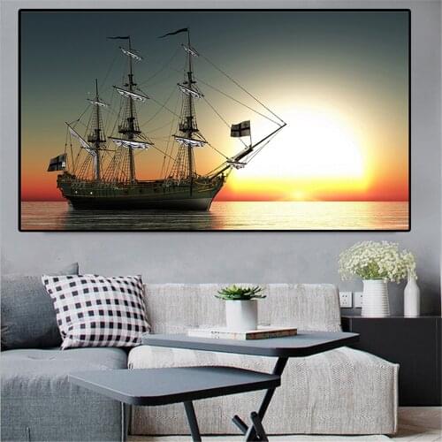 Nordic Modern Home Decoration Wall Painting Landscape Painting Sailing Boat Picture HD Print Canvas Poster Art Decoration