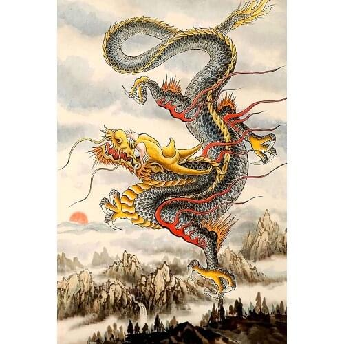 Chinese Dragon Chinese Style Soaring Dragon Landscape Tablecloth Art