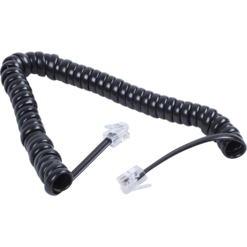 Replacement RJ9 4P4C Plug Coiled Stretchy Telephone Handsets Cable Line Black