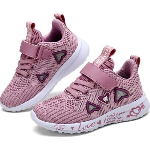 ULKNN Girls sports shoes autumn new childrens double net breathable big kids students pink wild childrens shoes casual 26-37