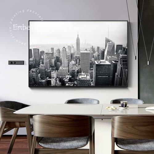 Embelish 1 Pieces Black And White New York City Landscape Wall Art Pictures For Living Room Modern Home Decor HD Canvas Painting