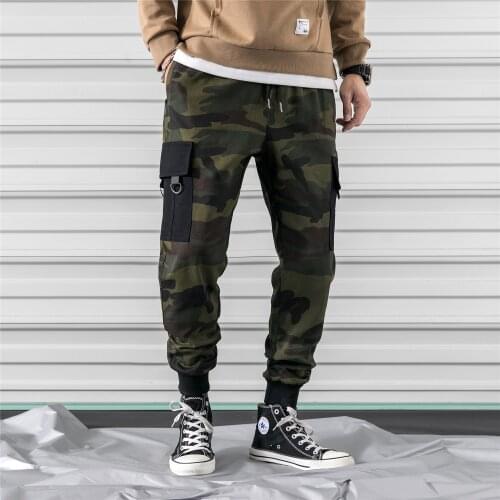 Spring Camouflage Cargo Pants Mens Fashion Baggy Tactical Trouser Casual Multi Pockets Male Hip Hop Sweatpants Army Green M-5XL