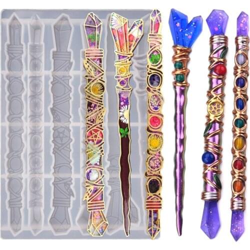 Magic Wand Silicone Mold DIY Crystal Epoxy Resin Mould Gem Scepter Voldemort Movie Props Men Children Gifts Handmade Crafts