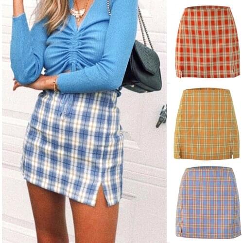 Midi Lattice High Waisted A Line Skirt Summer Beach Casual Undefined Streetwear Split Skirt ruffled skirts womens 2020 юбка