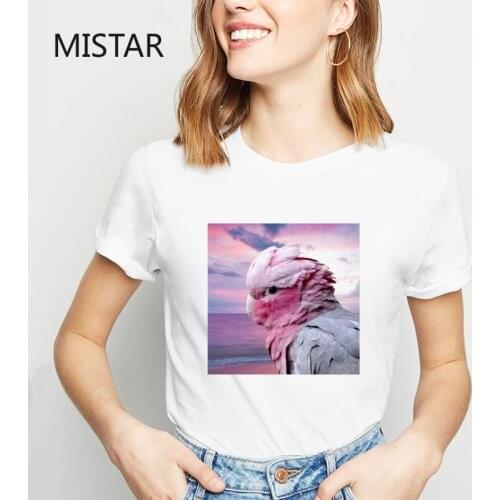 Watercolor Cockatiel women t shirt print white tops t shirt summer short sleeve fashion casual O-neck graphic tee women clothing