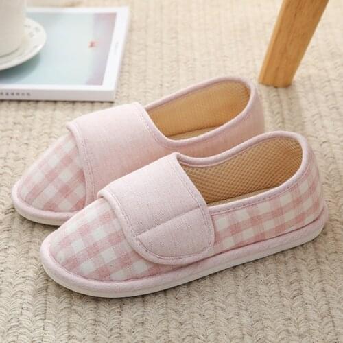 2021 Women Hook & Loop Cover Heel Shoes Spring Autumn Home Floor Bedroom Cotton Slides Soft Bottom Pregnant Woman Slippers