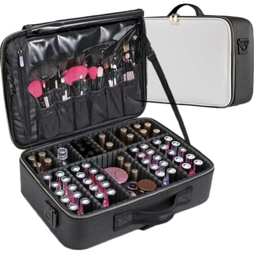 Women Professional Suitcase Makeup Box Make Up Cosmetic Bag Organizer Storage Case Zipper Big Large Toiletry Wash Beauty Bags