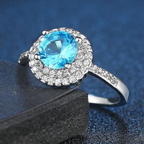 ZHOUYANG Ring For Women Luxury Blue Crystal Cubic Zirconia Silver Color Wedding Engagement Gift Fashion Jewelry R503