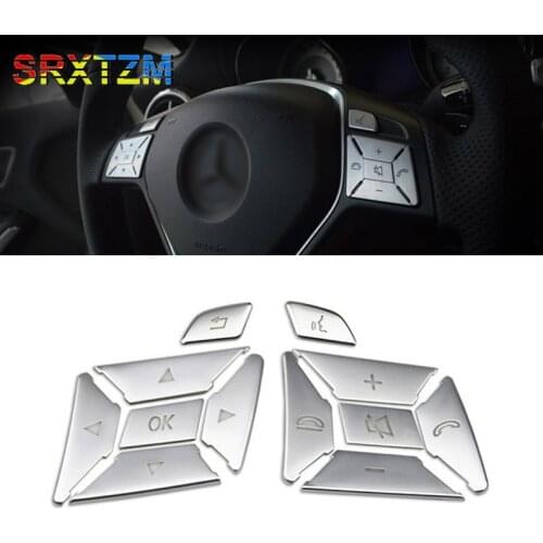SRXTZM 12pcs Console Steering Wheel Panel Switch Trim Sticker For Mercedes Benz A B W176 W246 C E W204 SLK ML GL W166 SL CLA GLA