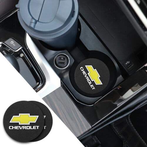 2Pcs Pu Car Water Cup Slot Non-Slip Mat Pad For Chevrolet Equinox Silverado Trailblazer Bolt Spark Tahoe Z71 Aveo Camaro Impala