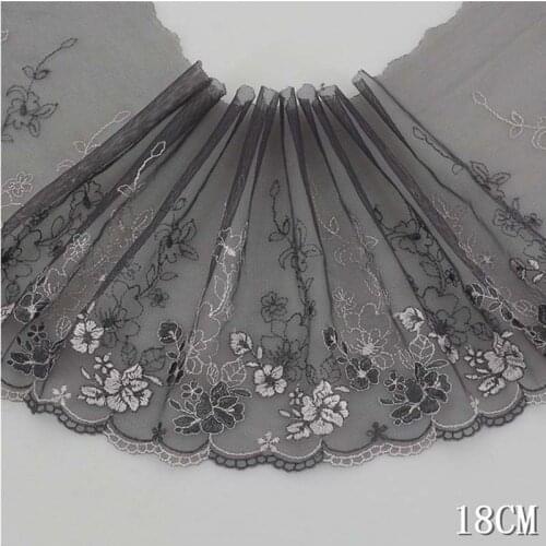 2Yards Grey Mesh Tulle Lace Ribbon Tape Embroidered Lace Trim Fabric Lace Trimming For Sewing Accessories Clothing Decoration