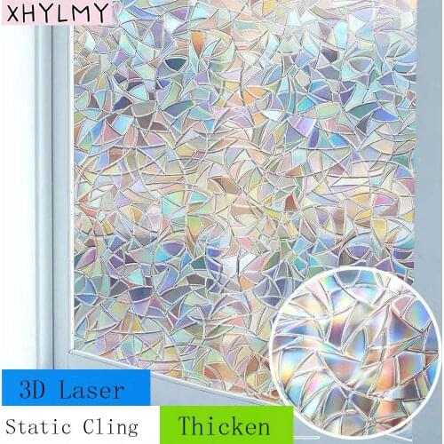 3D Rainbow Window Films Privacy Decorative Film Anti-UV Non-Adhesive Static Cling Glass Sticker For Home Door Kitchen Office
