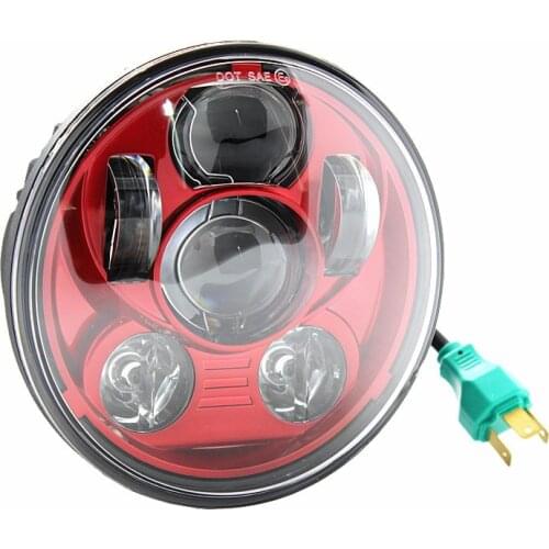 5.75 LED Round Headlight Motorcycle 5-3/4 Headlight for Dyna Street Bob Low Rider Custom Sportster Iron 883 Red