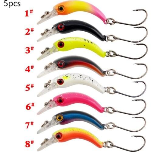 5pcs Lure Minnow Arcuate Lightgame Artificial Bait 4cm 1.4g Single Hook Release Fishing Accessories Small YE0196
