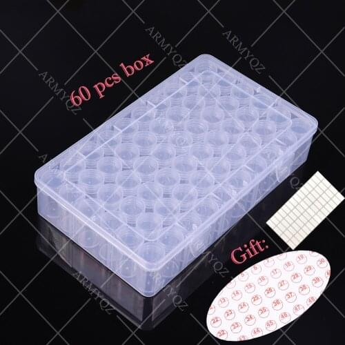 60PCS BOX Container Storage Box Diamant Painting Holder Daimond painting Box New Plastic Diamond Painting Accessories Bottles
