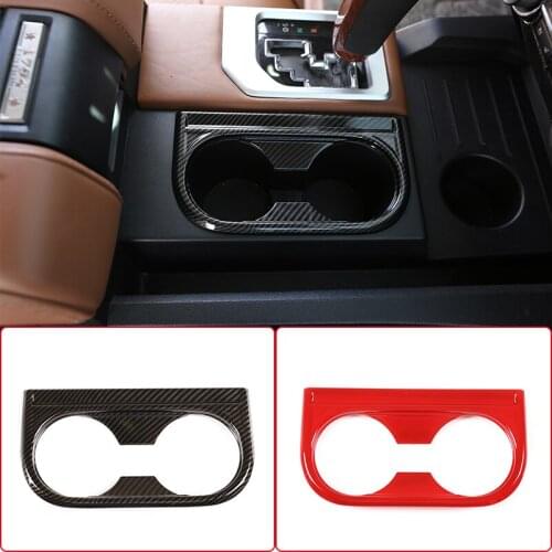 ABS Carbon Car Interior Mouldings Central Control Water Cup Holder Panel Trim Cover Accessories 1PCS For Toyota Tundra 2014-2021