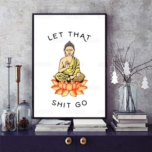 Abstract Buddha Statue Posters Let Tha Go Canvas Paintings Wall Art Pictures And Prints Home Decoration For Living Room