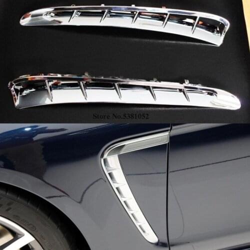 Car Both Side Leaf Plate For Porsche Panamera 2010 2011 2012 2013 2014 2015 2016 Air Outlet Strips Decoration Sticker Trim 2 Pcs
