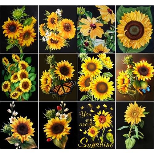 AZQSD DIY Painting By Numbers Canvas Floral Unique Gift 40x50cm Coloring By Numbers Sunflower Home Bedroom Wall Artwork