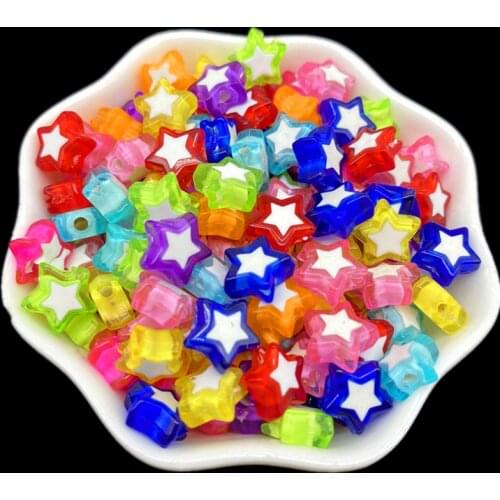 50pcs 9x4mm Star Acrylic Bead Loose Spacer Beads For Jewelry Making Bracelet DIY