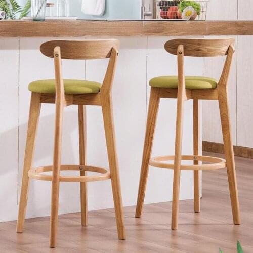 BSolid Wood Bar Stool Backrest Chair Nordic Bar Table And Chair High Stool Bar Stool Modern Minimalist High Stool Bar Chair