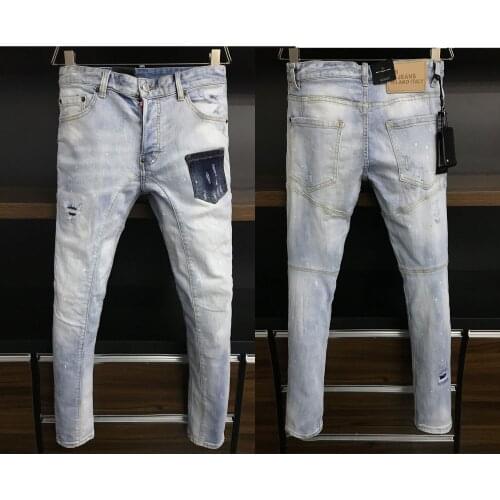DSENQI New Men Jeans Ripped for Men Skinny DSQ Jeans Pants Mens Jeans A389