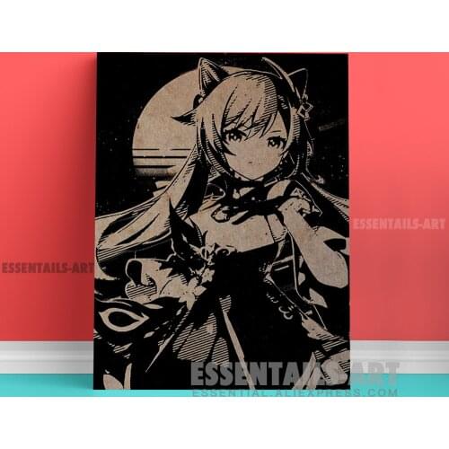 Genshin Impact Vintage Keqing Canvas Wall Art Painting Decor Bedroom Study studio print Living kid Room Home Decoration Prints