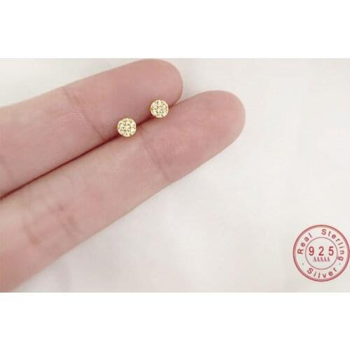 HI MAN 925 Sterling Silver Real Gold Plating 14K Gold Japanese Crystal Stud Earrings Women Small Cute Birthday Jewelry