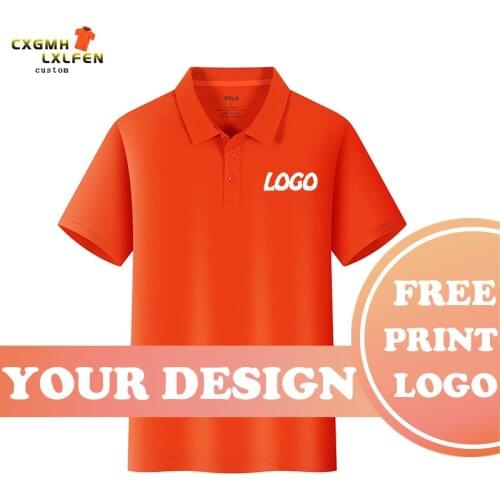 Summer men and women can wear 9-color polo shirts, custom logo, short-sleeved lapel printing, DIY brand text