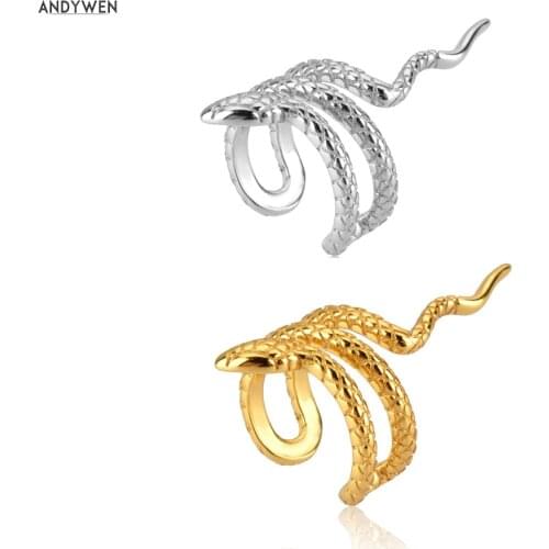 ANDYWEN 925 Sterling Silver Plain Snake Ear Cuffs Non Piercing Clips Cuffs Earring Earcuff 2020 Fashion Luxury Women Fine Jewels