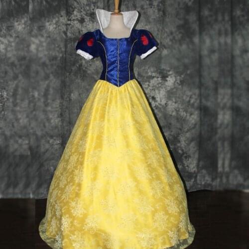 Cartoon Snow Classic Dress Princess Cosplay Costume Halloween Evening Party Dresses For Adult Women