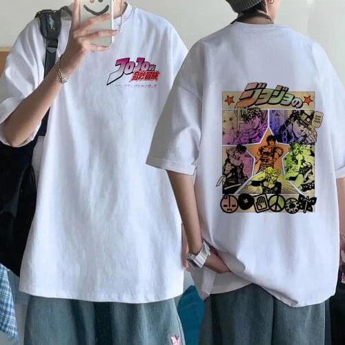 2021 Japanese Anime Jojo Bizarre Adventure T Shirt Men Summer Cartoon T-shirt Streetwear Hip Hop Tees