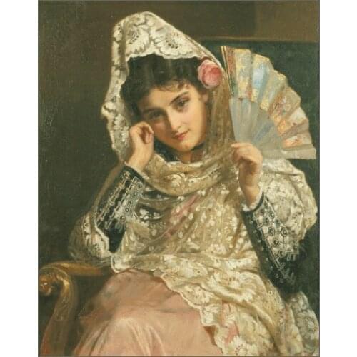 Spanish Beauty Cross Stitch Kits Oil Painting Needlework 14CT Unprinted Embroidery Top Quality Counted DIY Handmade Decoration