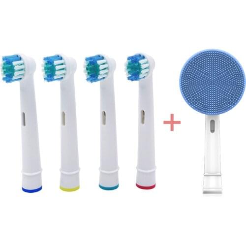 Toothbrush Heads+Silicone face brush Facial Cleansing Brush Head Suit For Braun Oral-B Pro 550 1000 3000 2000 9000 9100 9400