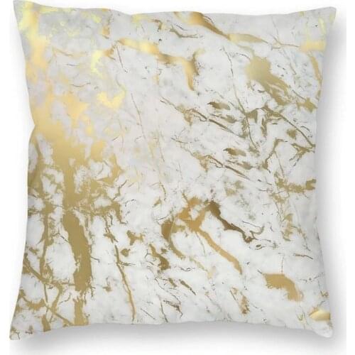 Gold Marble On White Throw Pillow Cover Cushions for Sofa Modern Geometric Graphic Casual Pillowcase