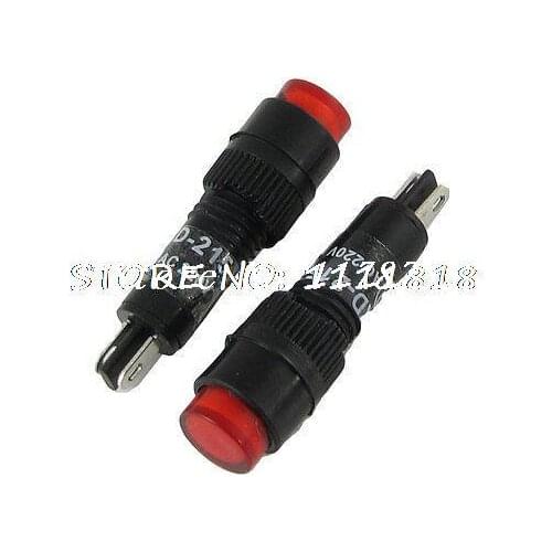 AC 220V 8mm Neon Pilot Light Indicator Lamp Red (Bag of 10)