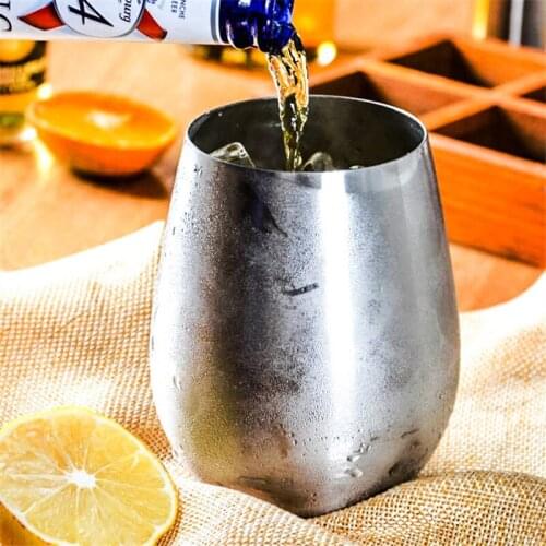 Stainless Steel Beer Cup Wine Tumbler Creative Cocktail Mug Egg Shaped Big Cool Metal Water Cup Outdoor Drinkware Bar Tools