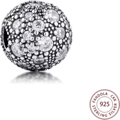 Wholesale 925 Sterling Silver Clear CZ Cosmic Stars Clip Stopper Charm Beads for Jewelry Making Fits Original Charms Bracelet