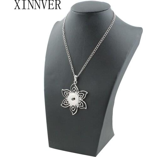 Xinnver Snap Buttons Jewelry Flower Pendant Necklace With Charm Chain Necklace Fit 18/20mm Snaps Necklace Jewelry Women ZG012
