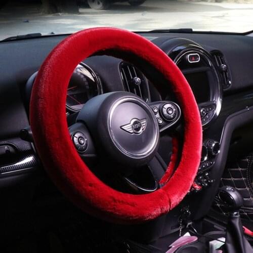 Car Steering Wheel Cover 38CM Plush Protector Decor For Mini Cooper One JCW S Clubman Countryman Universal Car Accessories
