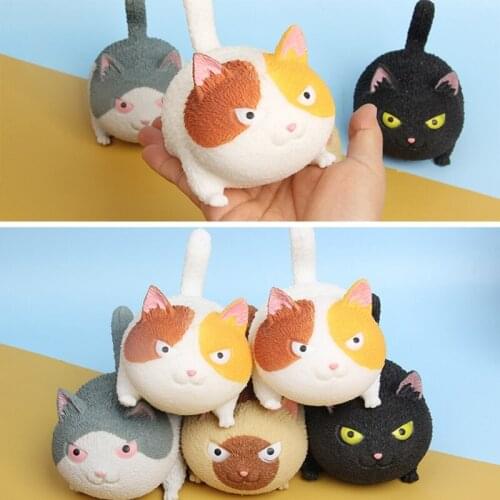 Portable Mini Cat Soft Rubber Anti-Stress Gadget Miniature Novelty Toy Screaming Cat Realistic Animal Toy Squishy Cat