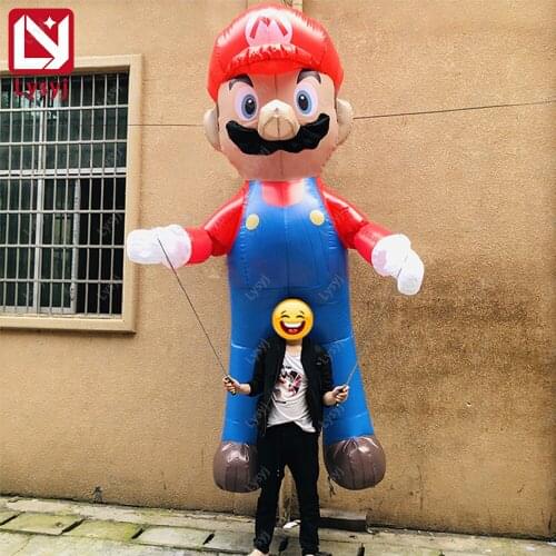 Back Strap Inflatable Mario Walking Dance Cartoon Air Model for Thanksgiving Day Party Activity Props